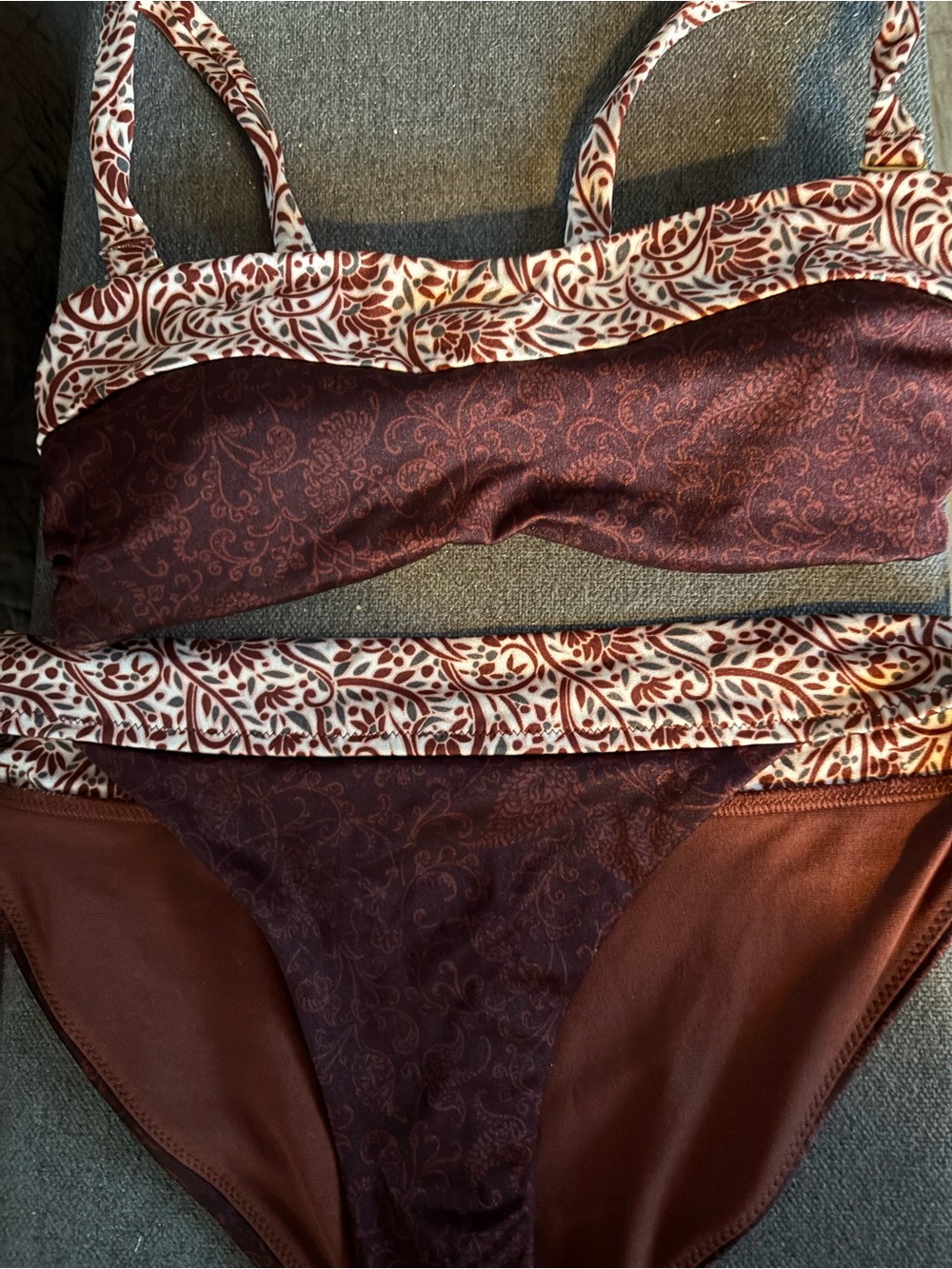 Athleta Women's Burgundy with multi-Trim Two-Piece Bikini xs